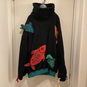 70s 80s フランス製 JEAN CHARLES DE CASTELBAJAC カステルバジャック フリース 魚　ヴィンテージ アーカイブ