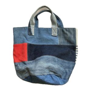 k-1パッチワーク デニムトートバッグ ミニトートバッグ リメイク デニムバッグ Bag ハンドメイド キャンバス