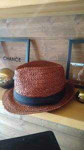 ストローハット　帽子　ローライダー　LOWRIDER　CHICANO　ブラウン　茶色　ブラック　57.5㌢