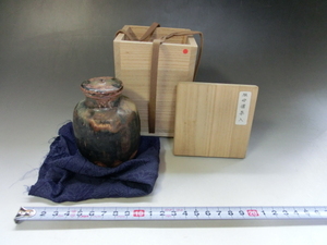 茶入れ■祖母懐茶入れ 飴釉 時代物 桐箱付 古いお茶道具 古美術 時代物 骨董品■