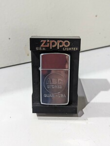 [未使用　保管品]　Zippo・ライター・ビンテージ・スリムタイプ・ABC ストア・クロームメッキ 