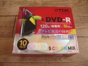 ★ 新品 TDK 録画用DVD-R 10枚パック デジタル放送録画対応 1-16倍速対応 5色カラーミックスディスク DR120DMC10UD ★