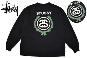 Y-7218★美品★OLD STUSSY ステューシー★秋冬 裏起毛 銀タグ ヴィンテージ ロゴ ブラック黒色 スウェットシャツ 長袖 トレーナー Ｌ