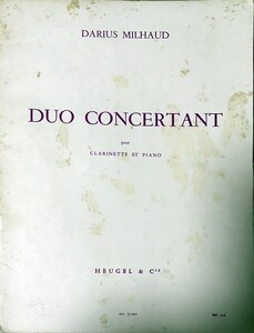 ミヨー デュオ・コンチェルタンテ（協奏的二重奏曲） クラリネットとピアノ 輸入楽譜 Milhaud Duo Concertant 洋書