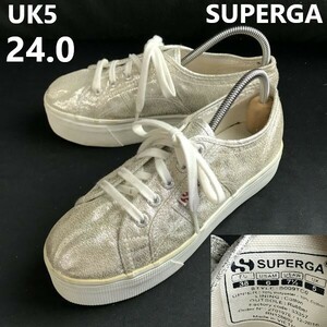 SUPERGA/スペルガ★厚底/ローカットスニーカー/ローブーツ【24.0/メンズ＆レディース/silver/シルバー】sneakers/Shoes/trainers◆sJ-126