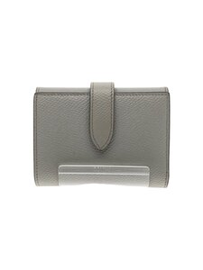 CELINE◆2つ折り財布/レザー/SLV/無地/レディース//