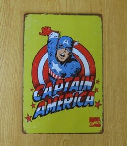 送料無料 キャプテンアメリカ 半身　金属製 メタルサインプレート CAPTAIN AMERICA マーベルコミック アメコミ 看板 ブリキ