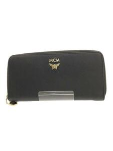 MCM◆長財布/レザー/BLK/無地/レディース