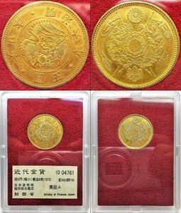 日本 旧5円金貨 縮小 明治6年銘 1873年 21.82mm 8.33g 日本貨幣商協同組合鑑定 美品 ポリカーボネートケース入り 財務省