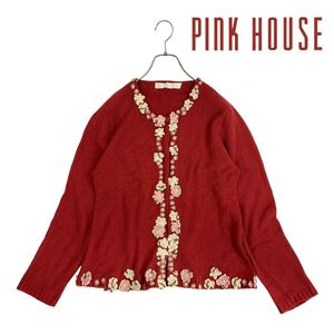 12T448☆ PINK HOUSE ピンクハウス 花柄刺繍 ニットカーディガン 羽織 春秋冬 可愛い刺繍のデザインでシルエットも綺麗なカーディガンです