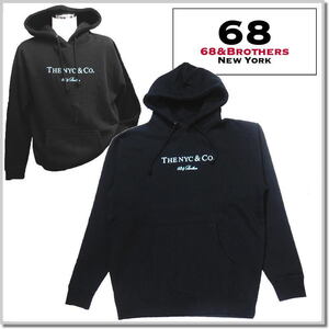 シックスティエイトアンドブラザーズ/68&BROTHERS L/S 10oz Hoodie "NYC＆Co." 7045-BLACK-M スウエットパーカー