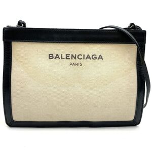 BALENCIAGA バレンシアガ ショルダーバッグ ポシェット サコッシュ キャンバス レザー アイボリー ブラック レディース メンズ