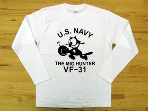 U.S. NAVY VF-31 白 5.6oz 長袖Tシャツ 黒 XL ミリタリー トムキャット VFA-31 USN