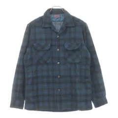 PENDLETON (ペンドルトン) 50s VINTAGE WOOL OMBRE CHECK BOARD SHIRT オープンカラー ウールチェック ボックス シャツ ブルー