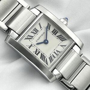 T879 分解整備・磨き済 Cartier カルティエ タンクフランセーズSM 2384 W51008Q3 ステンレスケース×ブレスレット クォーツ 電池式 腕時計