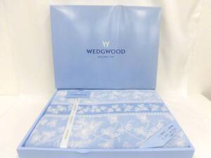 ブランド祭 雑貨祭 WEDGWOOD ウエッジウッド タオルケット 140×190㎝ 綿100％ ブルー系 水色系 開封済み 未使用 長期保管品