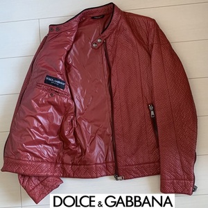 【中古　美品】★DOLCE＆GABBANA★ドルチェ＆ガッバーナ★　ナイロン　ライダース　ブルゾン　赤　size48　イタリア製　100162