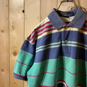 [KWT3470] POLO by Ralph Lauren ポロシャツ メンズ ブルー系ボーダー S ポス