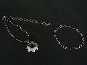 ■美品■ POLICE ポリス ネックレス ペンダント ブレスレット アクセサリー メンズ 2点セット シルバー系 DF7988