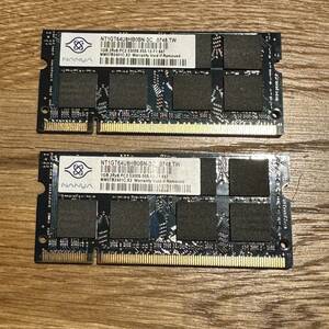 ノートPC用メモリ（MacBook）NANYA NT1GT64U8HB0BN-3C 1GB Notebook SODIMM DDR2 PC5300 1.8v 2RX8 200P ×２枚