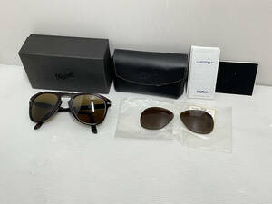 AT542★中古現状品 Persol ペルソール イタリア製 折りたたみサングラス★714 24/57★替レンズ付★キズ・傷み有