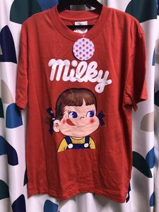 1点のみ! 早い者勝ち! 男女兼用 新品 正規品 不二家 ペコちゃん Tシャツ m赤ミルキー fujiya peko milky /検索 シュプ