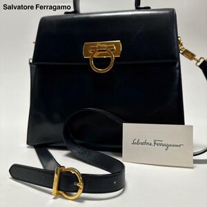 【極美品】サルヴァトーレフェラガモ　Salvatore Ferragamo　ガンチーニ　レザー　ターンロック　2way　ショルダーバッグ　ハンド　トート