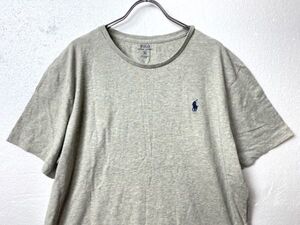 ポロ ラルフローレン クルーネック コットン 半袖 Tシャツ 霜降りグレー 灰 (XL) 無地 POLO