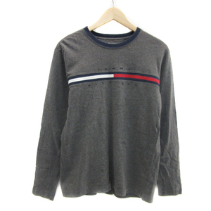 トミーヒルフィガー TOMMY HILFIGER Tシャツ カットソー 長袖 ラウンドネック ロゴ刺? M マルチカラー ダークグレー /YS35 メンズ