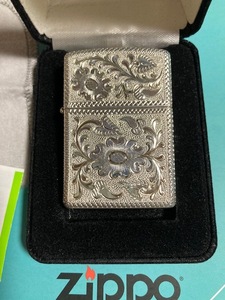 Zippo Silver King #25エッジ付きデザイン on Zippo#15 純銀、新品未使用品！