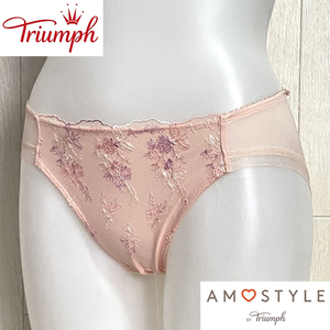 Mサイズ☆トリンプ アモスタイル レース花柄 Triumph フローラルAMOSTYLEステッチ AMST1242 ショーツ ピーチ S832