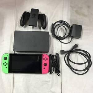 ge698 送料無料！動作品 ニンテンドースイッチ Nintendo Switch 本体 Joy-Con(L)ネオングリーン(R)ネオンピンク 旧型モデル 箱無し