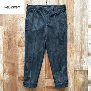 【美品】NEIL BARRETT ニールバレット 裾ジップ テーパード デニム スラックス パンツ 48 ブラック