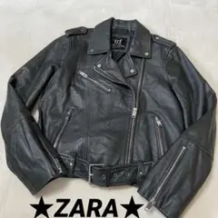 ★ZARA★ライダースジャケット★ダブル★ラムレザー★黒★S〜M相当★美品★