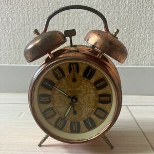 動作品 ドイツ製 KIENZLE キンツレ ツインベル アラーム 目覚まし時計 ゼンマイ式 銅色 カッパー made in Germany ビンテージ アンティーク