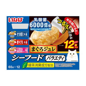 （まとめ買い）いなばペットフード いなば まぐろジュレ 乳酸菌入り シーフードバラエティ 65g×12個パック 猫用フード〔×3〕