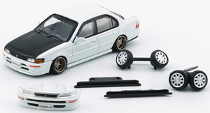 BM CREATIONS 1/64 トヨタ カローラ 1996 AE100 パールホワイト/カーボンボンネット RHD 右ハンドル 完成品 64B0335　送料無料 新品