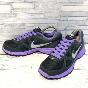 R7167bL NIKE REVOLUTION MSL ナイキ レボリューション ランニングシューズ スニーカー グレー×パープル レディース 22.5cm 488151-010