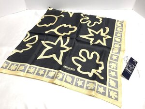 ■【YS-1】 未使用 ■ ジュンコ シマダ JUNKO SHIMADA スカーフ ■ シルク100% ブラック系 × ベージュ系 86cm×86cm 【同梱可能商品】■D