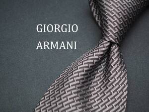 美品【GIORGIO ARMANI ジョルジオアルマーニ】 C1681 グレー ブラック SILK ブランド ネクタイ 古着 良品