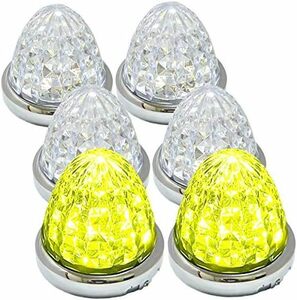 メッキリング 16LED 8面クリスタルカット仕様 汎用 マーカー サイド マーカーランプ LED 6個 トラック用 24V イエ