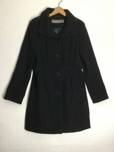 ★ ZARA BASIC スタンドカラー ボタン ロングコート M ギャザー入り 黒