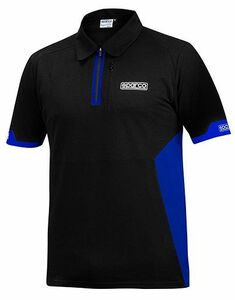SPARCO（スパルコ） ポロシャツ POLO ZIP ブラックxブルー XLサイズ