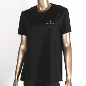 【CU】サイズXS　MONCLER モンクレール Tシャツ ブラック 8C00001 89AE8 999 ロゴ　バックファスナー 半袖 カットソー レディース【新品