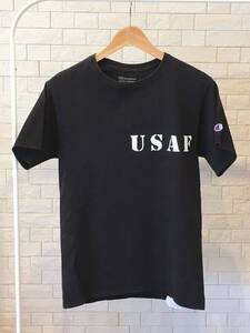 champion 半袖Tシャツ Sサイズ ブラック ステンシル USAF United States Air Force ナンバリング チャンピオン