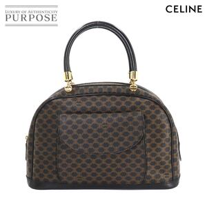 セリーヌ CELINE マカダム柄 ミニ ボストン ハンド バッグ PVC レザー ブラック ブラウン ゴールド 金具 ヴィンテージ 90253567