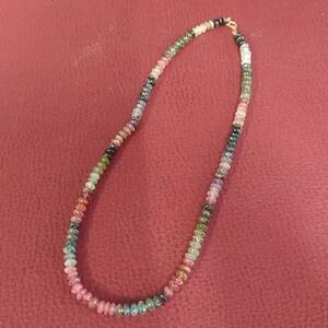 マルチカラー トルマリン 天然　ネックレス　tourmaline necklace K18 約40cm　総重量18.1g