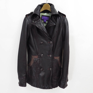 ANNA SUI STITCH WORK WIRE TRIM LEATHER MIDDLE TRENCH COAT アナスイ ステッチ ワイヤー レザー ミドル トレンチ コート ジャケット