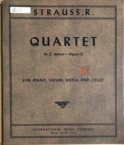 R.シュトラウス ピアノ四重奏曲 ハ短調 OP.13 (パート譜セット) 輸入楽譜 R.Strauss Quartet in C minor Op.13 洋書