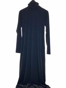 MEKKI/VELVET DRESS/ハイネックストレッチベロアドレス/38/BLK/無地/5006//